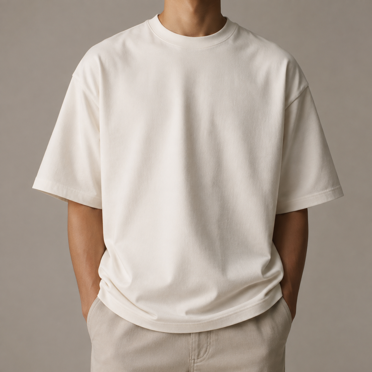 Bone-white oversized heavyweight T-shirt